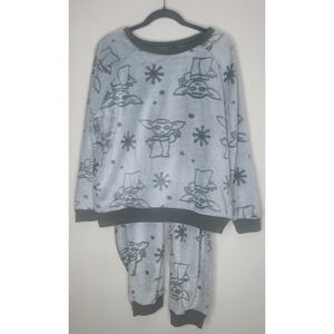 Star Wars Grogu Baby Yoda Pajama Set Women Large Fleece Cozy Lounge Sleepwear